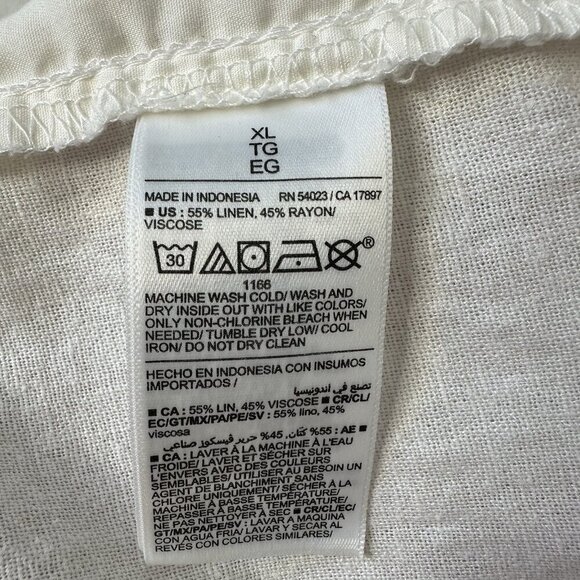 Old Navy Wide Leg Pants XL White Linen Blend Comfort Waistband High Rise - Picture 6 of 8